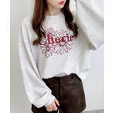 オートミール/ボルドー | フラワーロゴ裏毛トップス | INGNI