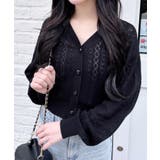 クロ | リボン柄パターンメッシュニットカーディガン | INGNI