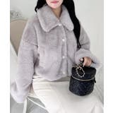 グレージュ | ビジュ釦ステンカラーエコファーBL | INGNI