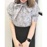 グレー | 花柄シアー2WAYリボン/半袖BL                 | INGNI 