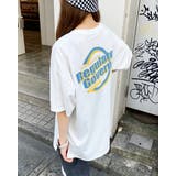 オフホワイト/ブルー | BACK発泡サークルロゴ半袖T                   | INGNI 