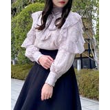 袖フリル花柄シアー/BL[品番：INGW0009071]｜INGNI （イング）の