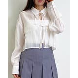 アイボリー | 前リボンシアーショートシャツ | INGNI