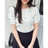 オフホワイト | 12Gフラワーケーブル半袖ニット | INGNI 