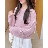 ピンク | 7Gメッシュショルダースリットリボンニット | INGNI 