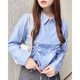 フロントジップストライプドロストギャザークロップドシャツ | INGNI | 詳細画像9