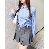 フロントジップストライプドロストギャザークロップドシャツ | INGNI | 詳細画像8