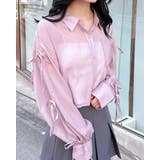 ピンク/A | 袖リボンラメシアーショートシャツ | INGNI