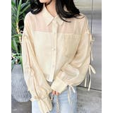 イエロー | 袖リボンラメシアーショートシャツ | INGNI