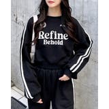 クロ/オフホワイト | 袖レースラインショート裏毛トップス | INGNI