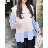 アイボリー/ブルーストライプ | シャツドッキングニット | INGNI