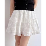 オフホワイト | コットンレースティアードミニスカパン | INGNI 