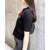 衿付ラメ刺繍ロゴフロントジップ半袖ニットカーディガン | INGNI | 詳細画像27