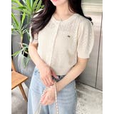 プレート付パターンメッシュ半袖ニットカーディガン | INGNI | 詳細画像5