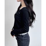 ヘンリーネックレース付プレートリブ長袖トップス | INGNI  | 詳細画像8 