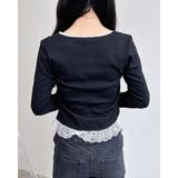 ヘンリーネックレース付プレートリブ長袖トップス | INGNI  | 詳細画像7 