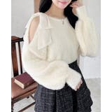 オフホワイト | 12G肩リボンフェザーニット | INGNI 