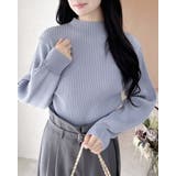 ブルー | 12Gボトルネックリブニット | INGNI 