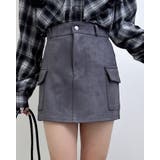 チャコールグレー | スエードカーゴミニスカート | INGNI 