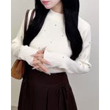 オフホワイト | 12G ハイネックビジュ付リブニット | INGNI 