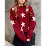 ボルドー/オフホワイト | 7G星柄ループJQニット | INGNI 