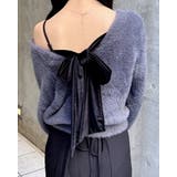 チャコールグレー/クロ | 7G Backリボンフェザーニット | INGNI