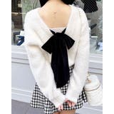 オフホワイト/クロ | 7G Backリボンフェザーニット | INGNI