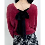 ボルドー/クロ | 7G Backリボンフェザーニット | INGNI