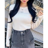 オフホワイト | 12Gメタルプリントリブニット | INGNI