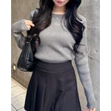 チャコールグレー | 12Gメタルプリントリブニット | INGNI