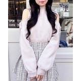 ピンク | 12G肩開きラメフェザーニット | INGNI 