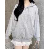 グレー | ラメ裏毛胸ロゴZIPパーカー | INGNI 