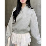 グレー/オフホワイト | ダンボールハーフZIP胸ロゴパーカー | INGNI 