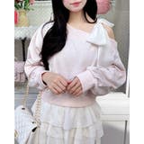 裏毛肩リボン胸ロゴワンショルTOPs | INGNI  | 詳細画像7 