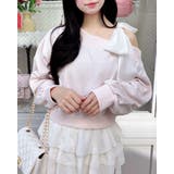 裏毛肩リボン胸ロゴワンショルTOPs | INGNI  | 詳細画像1 