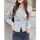 シロ/コン | チェック柄ギャザークロップドSH | INGNI 