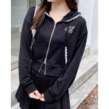 レース付胸ロゴ裏毛ショートZIPパーカー | INGNI  | 詳細画像1 