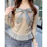 ライトベージュ | チェックリボンレイヤードTOPs | INGNI 