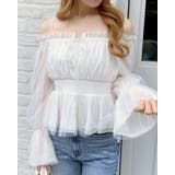 オフホワイト | チュールオフショルブラウス | INGNI 