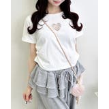 オフホワイト | ハートレース抜きサイドギャザーT | INGNI 