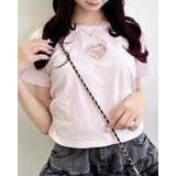 ライトピンク | ハートレース抜きサイドギャザーT | INGNI 