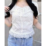 オフクロ/ドット | レースレイヤード風リボン付きリブTOPs | INGNI 