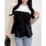 オフホワイト/クロ | リボンドッキングTOPs | INGNI