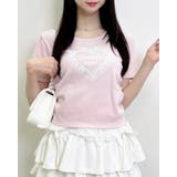 ライトピンク | レースハートロゴ裾レース出しリブTOPs | INGNI
