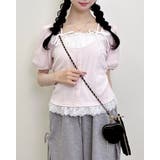 ライトピンク | キャミレイヤード風ダブルリボンレースリブTOPs | INGNI