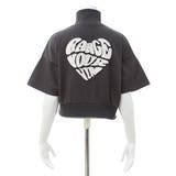 チャコールグレー | ハーフジップバック貼付ハートミニ裏毛トップス | INGNI