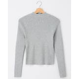 グレー | ラメボトルネック袖金釦ニット | INGNI