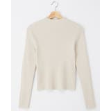 ベージュ | ラメボトルネック袖金釦ニット | INGNI