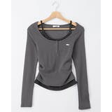 チャコールグレー | 胸プレート付レイヤード風TOPs | INGNI 