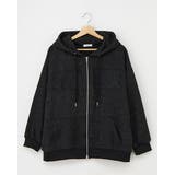 クロ | ムラ染め貼付ロゴZIPパーカー | INGNI 